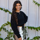 Black Cable Knit Cropped Sweater
