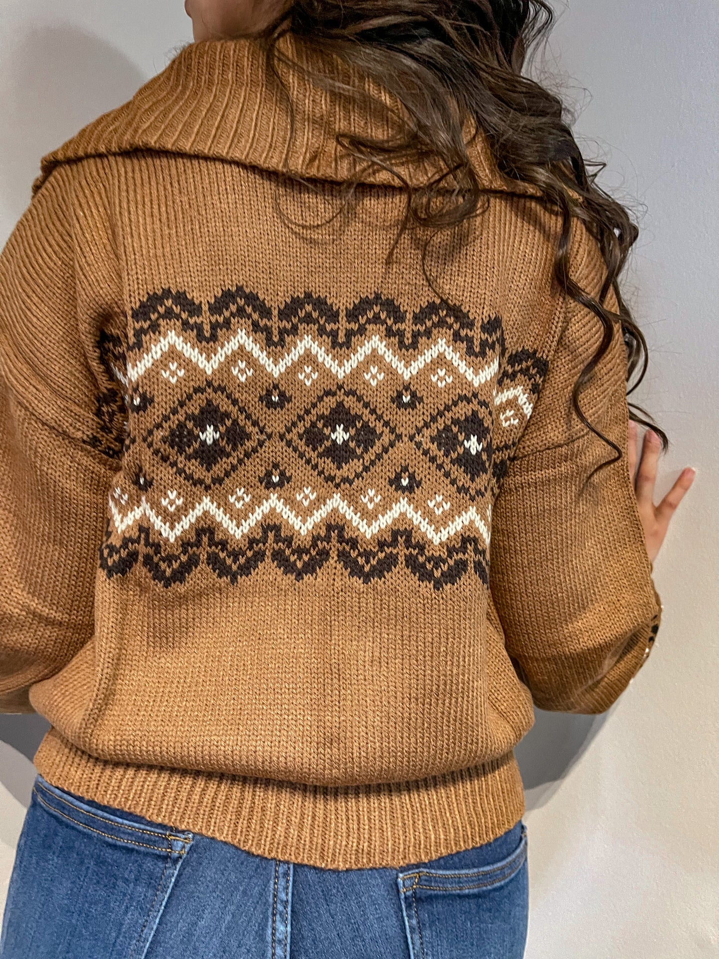 Brown Quarter Zip Sweater