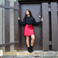 Black Cable Knit Cropped Sweater