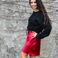 Black Cable Knit Cropped Sweater