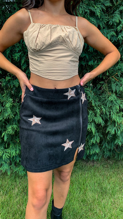 Nashville Stars Suede Skirt (Black)
