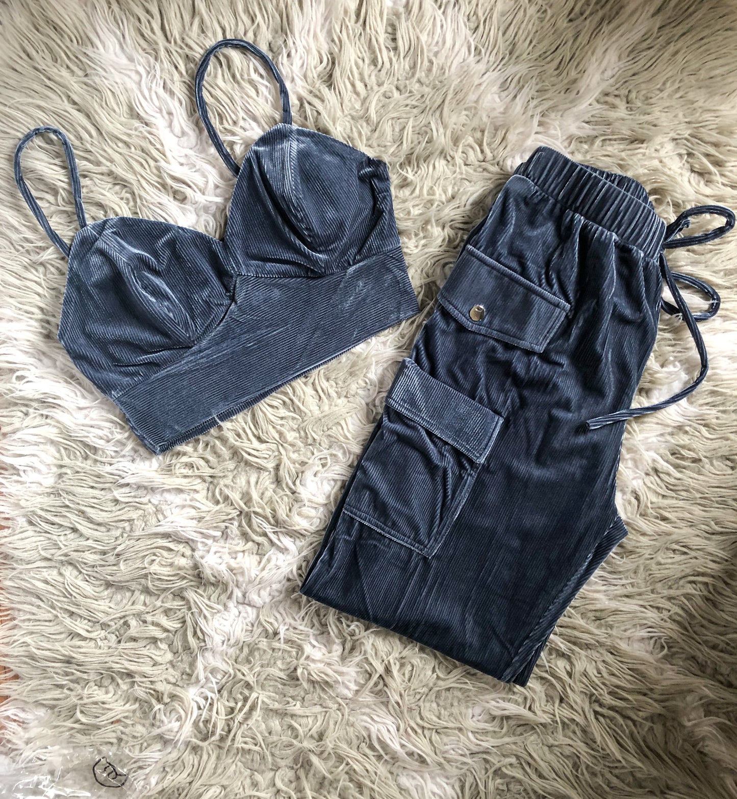 Ocean Blue Corduroy Cargo Pants