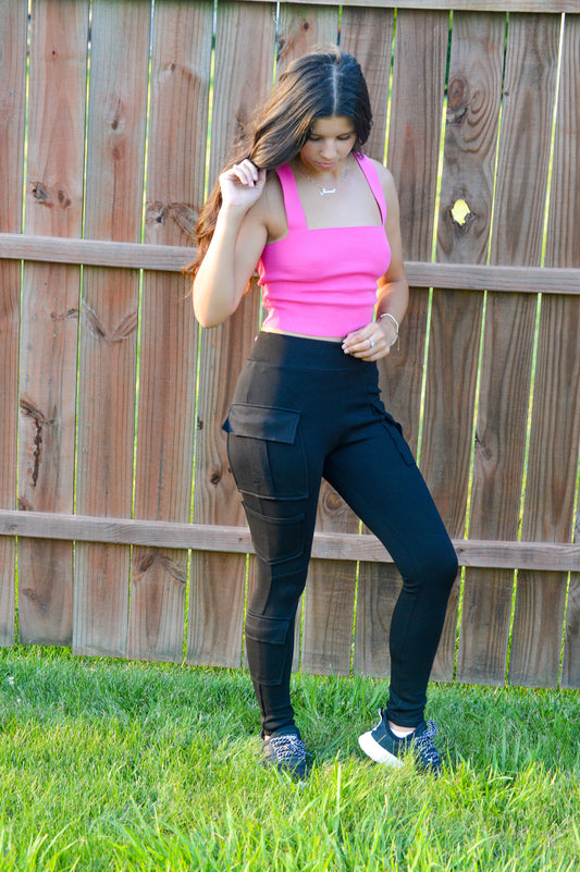 Hot In Pink Ribbed Cami