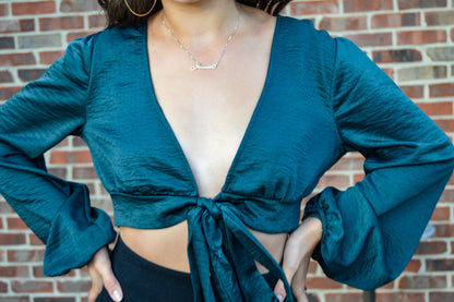 Hunter Green Tie Blouse