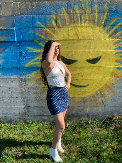 White Heart Denim Skirt
