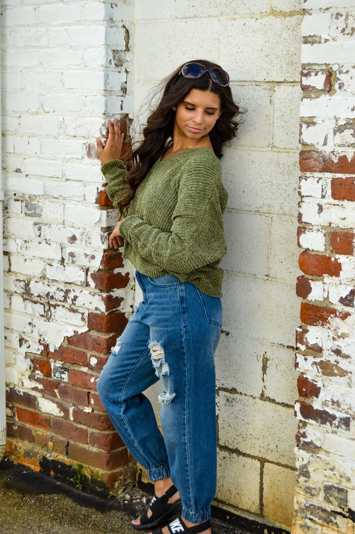 Matcha Green Dolman Chenille Sweater