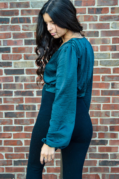 Hunter Green Tie Blouse