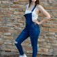 Junior Distressed Denim Skinny Overalls (2 Colors)
