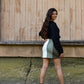 Black Cable Knit Cropped Sweater